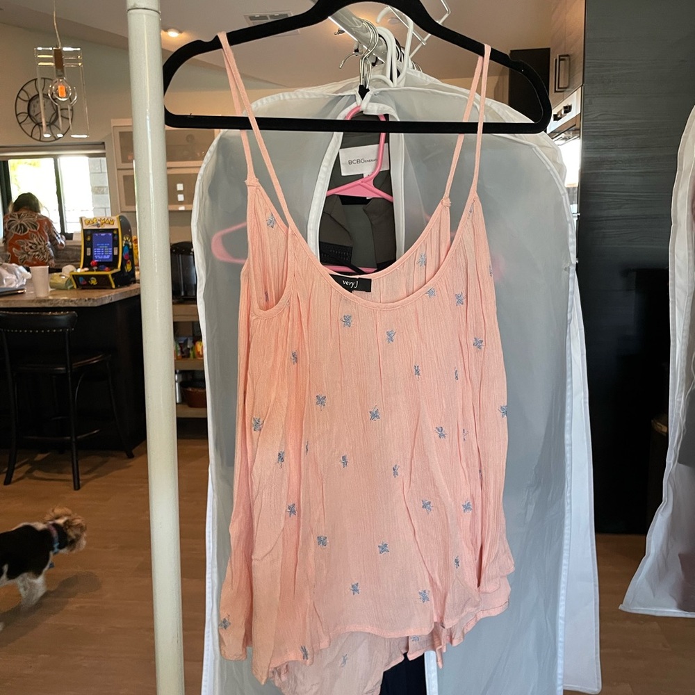 Very J Light Coral Embroidered Camisole